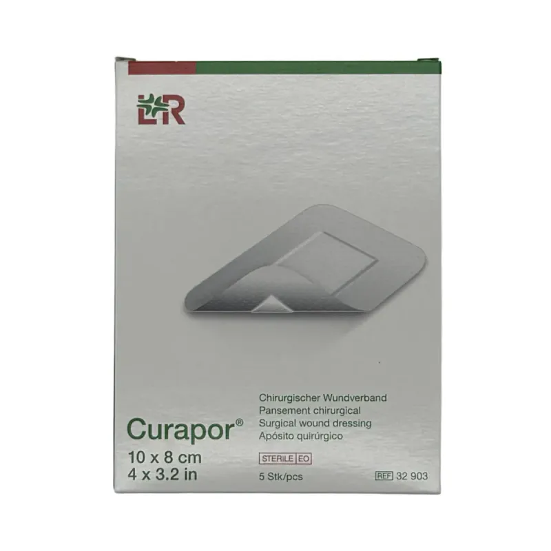Kompress med limkant 10 x 8 cm Curapor 5 stk.